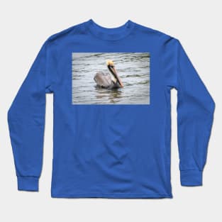 Brown Pelican Floating Along Long Sleeve T-Shirt